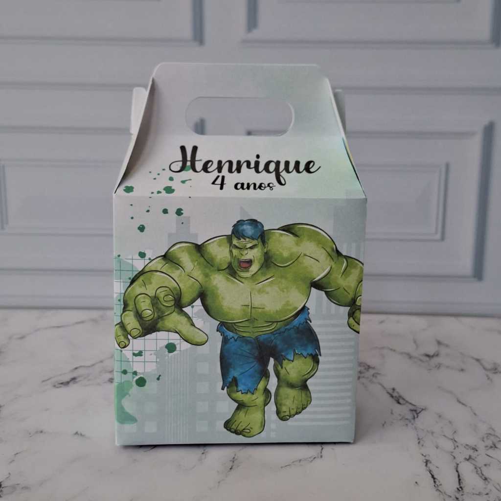Caixinha HULK Maletinha Personalizada  Lembrancinha Festa Infantil Aniversário PEGUE E MONTE