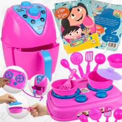 Kit Cozinha Infantil Brinquedo peça Air Fryer Panela Fogão Comidinha Eletrodoméstico Utensílio