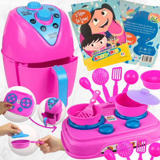 Kit Cozinha Infantil Brinquedo peça Air Fryer Panela Fogão Comidinha Eletrodoméstico Uten…