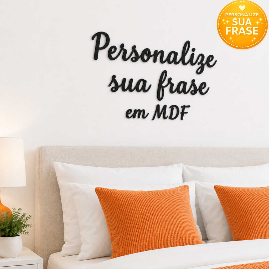 Frase Personalizada em MDF Lettering Kit 8 Palavras + Mini aplique Decorativo