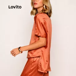 Lovito Blusa Elegante Feminina Decote Canoa Oversized BLB986BRL1016