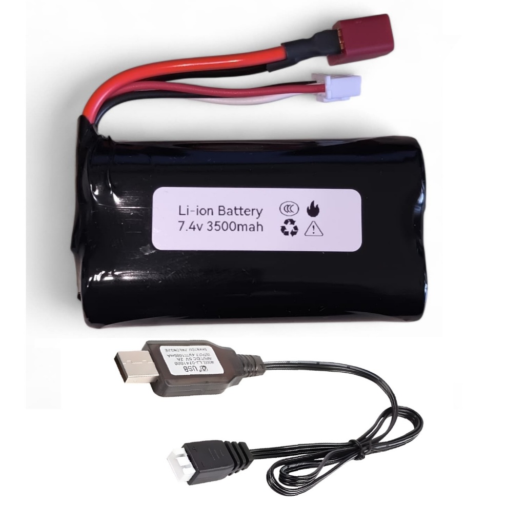 Carregador e Bateria 7.4v 3500mah Carrinho ZLL SJRC 2300CBV 2300BV 8619 8618 SG 116 SCY BEAST WLTOYS