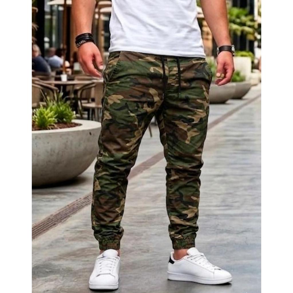 Calça Jogger Masculina Camuflada Exército Sarja Street Skinny Black Friday Varias Cores