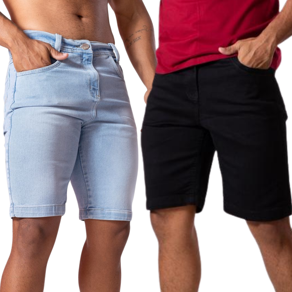 Bermuda Jeans Masculina Premium Qualidade C Lycra Elastano Lavado Claro Slim Fashion LIsa Moda Verão