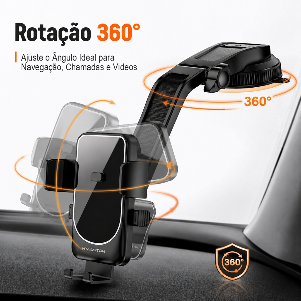 H‘maston Suporte Celular Veicular CJ-94 Com Ventosa Rotação 360° Universal — imagem 2 de 2