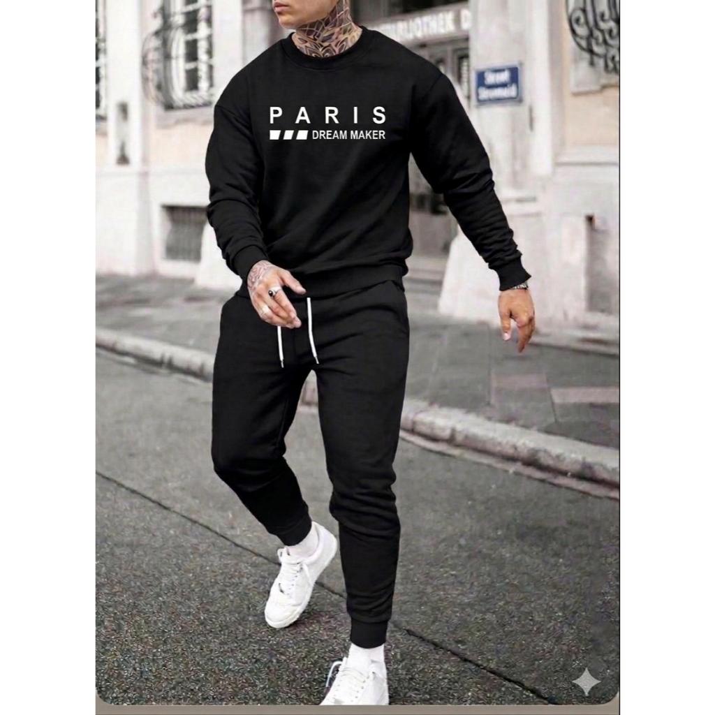 Conjunto Moletom Masculino Paris Estiloso Flanelado Confortável Premium