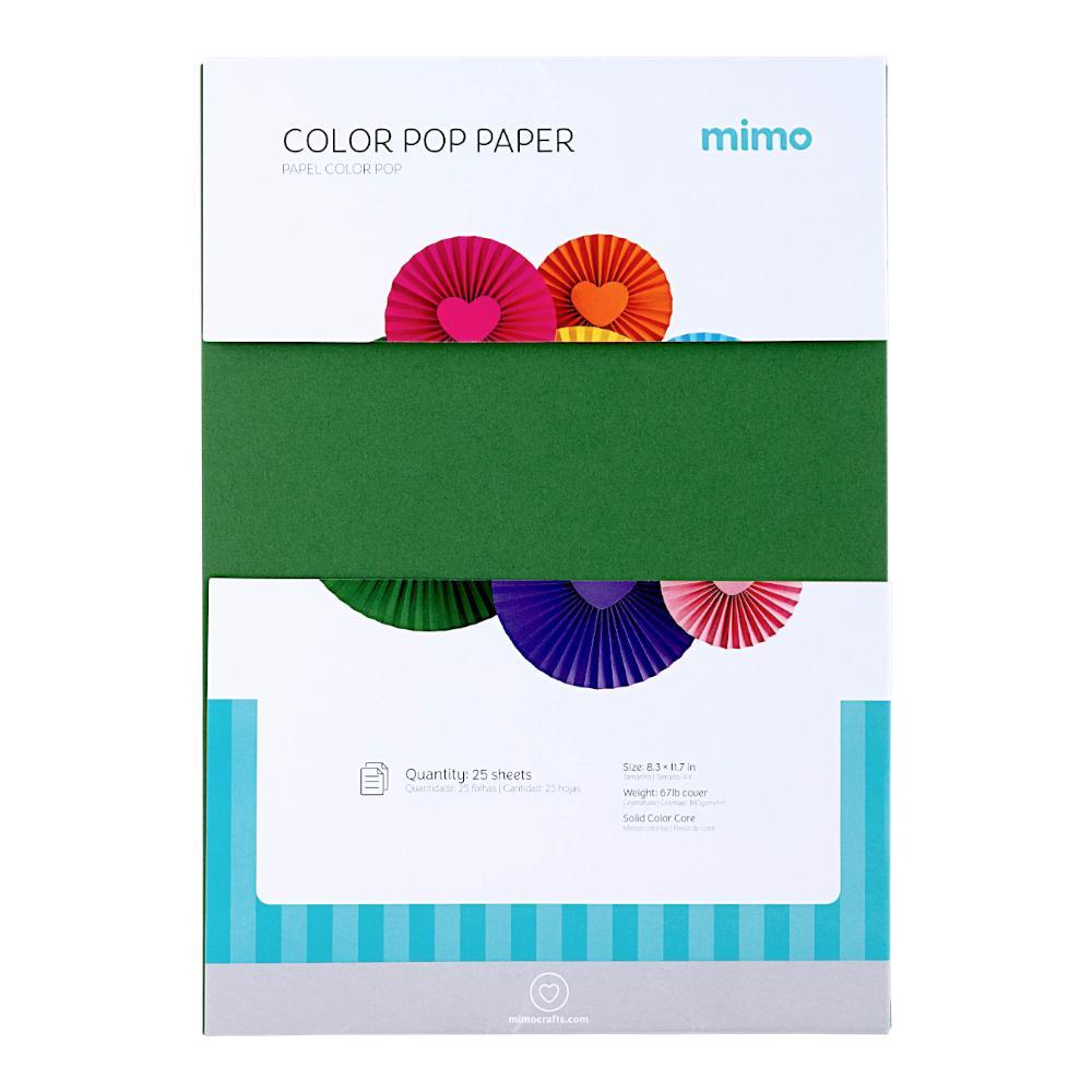 Papel Color Pop Verde Oliva Mimo - A4 - 180 gr - 25 unds