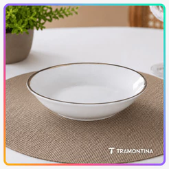 Bowl Tigela Cumbuca Tramontina Canyon 18cm 665ml Porcelana Decorada Sopa Salada Açaí Mesa Posta