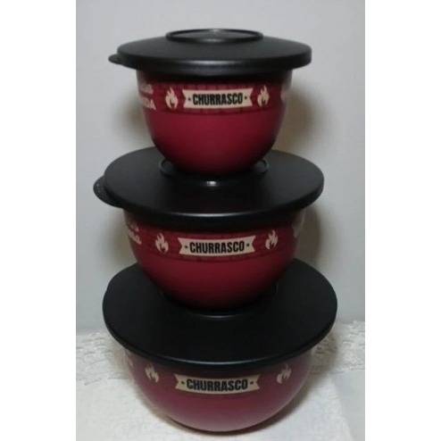 kit 3 tigela murano 1 de 2.5L + 1.3L + 550ml churrasco sabor na brasa Tupperware