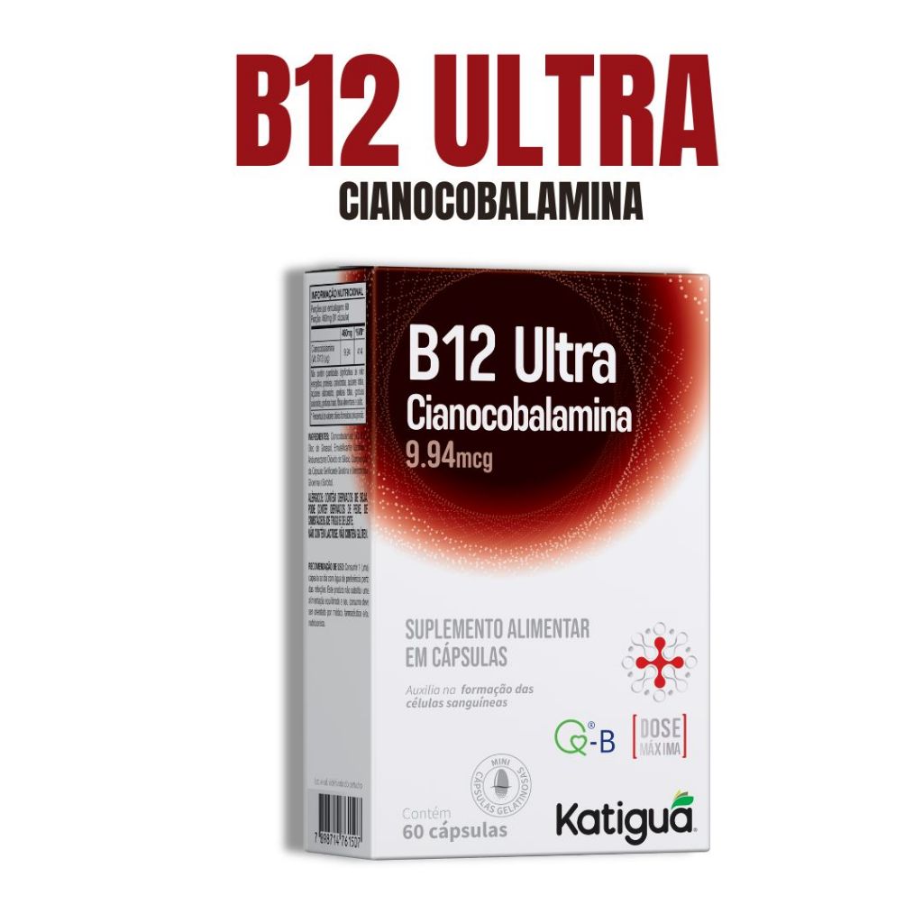 Vitamina B12 Ultra Katiguá 60 Cápsulas Energia Disposição Metabolismo Imunidade
