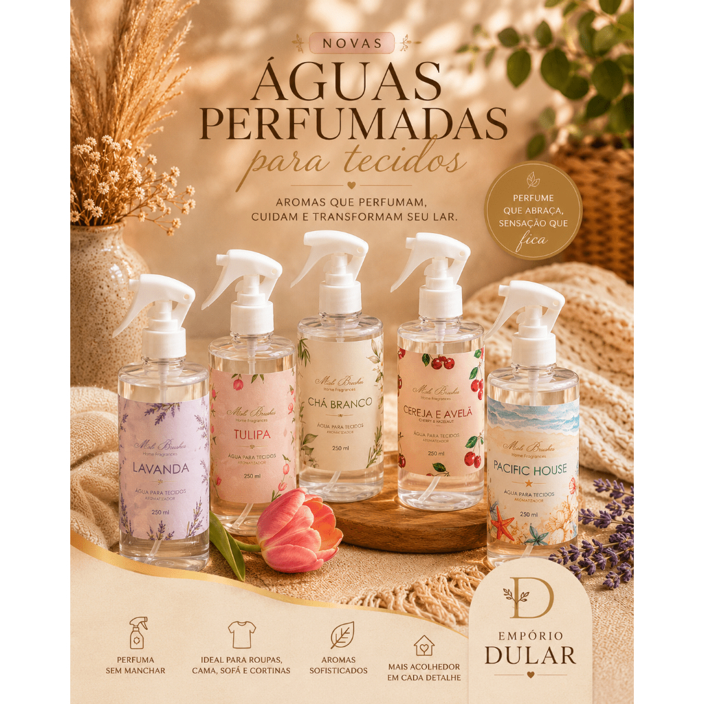 ÁGUA PERFUMADA - RENOVADOR DE LENÇÓIS - CHEIRINHO PARA TECIDOS - 300 ML - MELS BRUSHES - LINHA ESSENCIAL