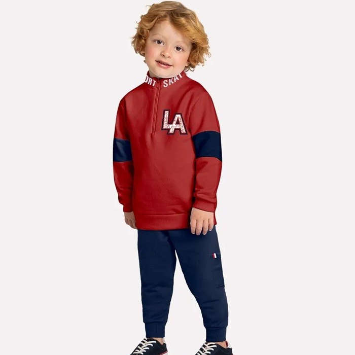 Conjunto Infantil de Frio Kyly Menino Blusa Moletom e Calça Moletom LA Roupa de Frio Kyly