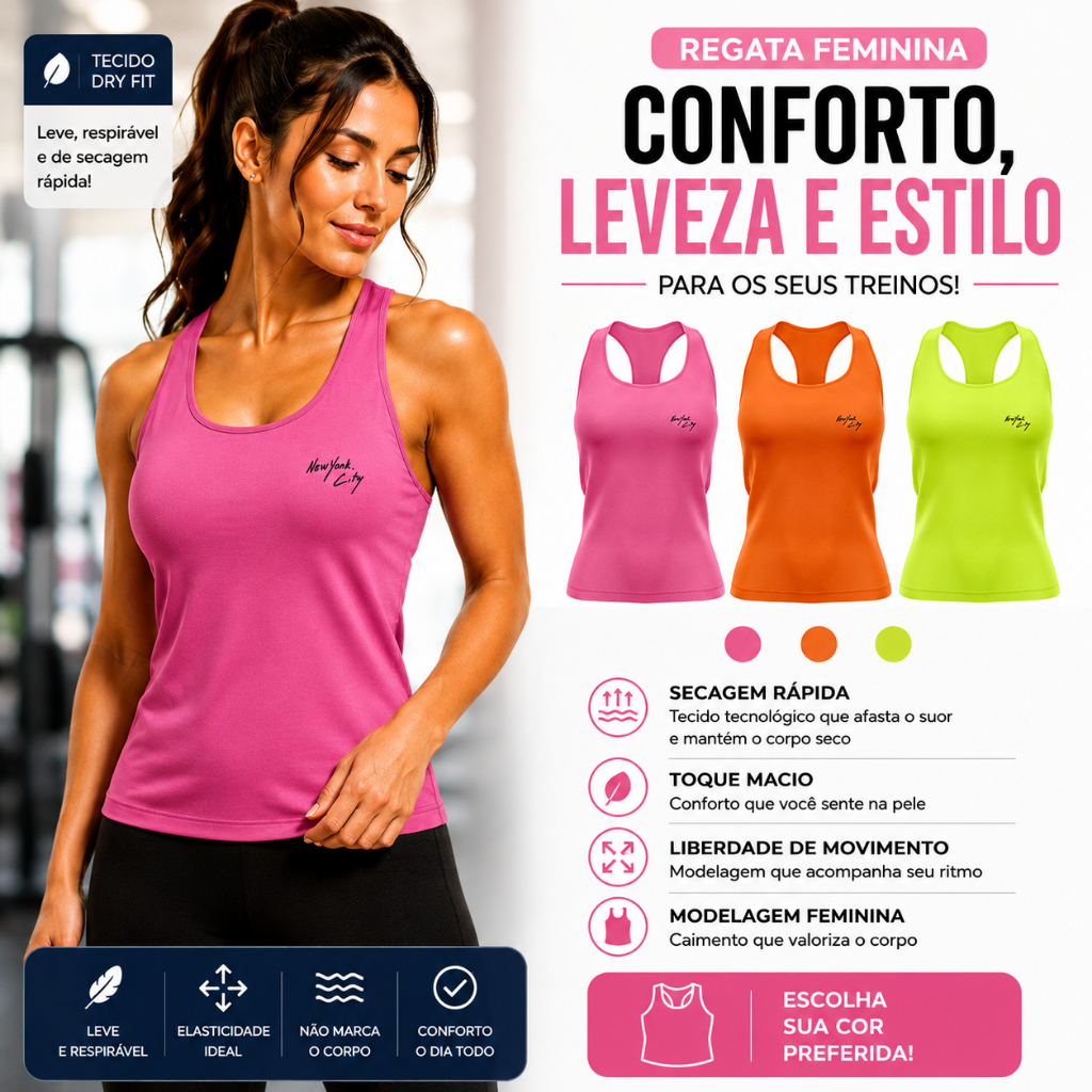 Regata Nadador Feminina Proteção Uv Estampada Dryfit Lisa Para Treino Academia Corrida Caminhada  New York City