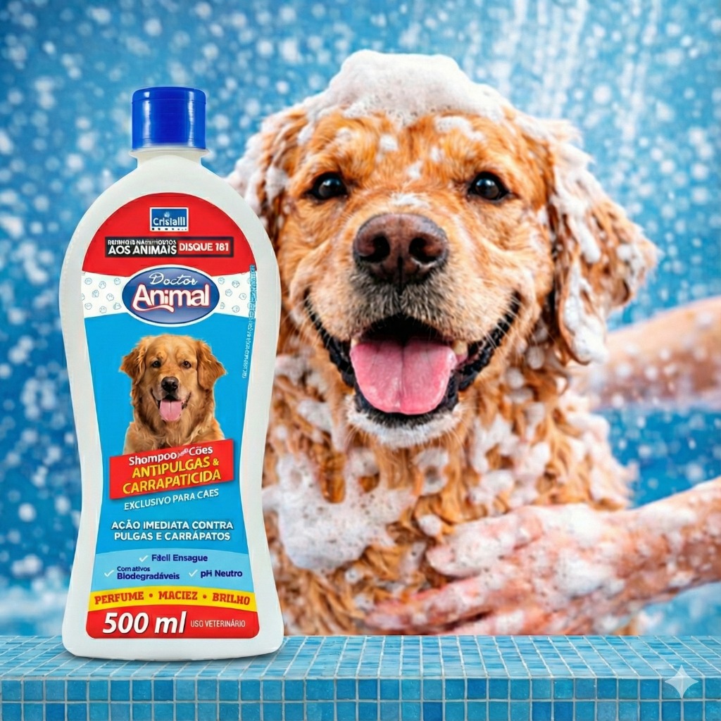 Shampoo Pet Antipulgas e Carrapaticida Doctor Animal 500ml | Prevenção e Tratamento Eficaz