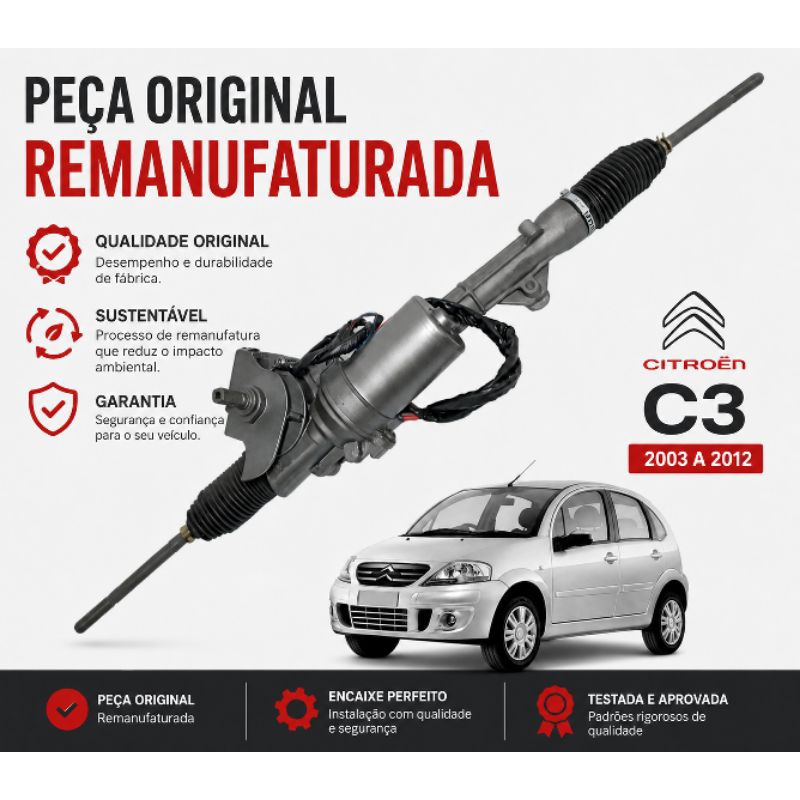Caixa de direção Elétrica C3 até 2012 Recondicionada