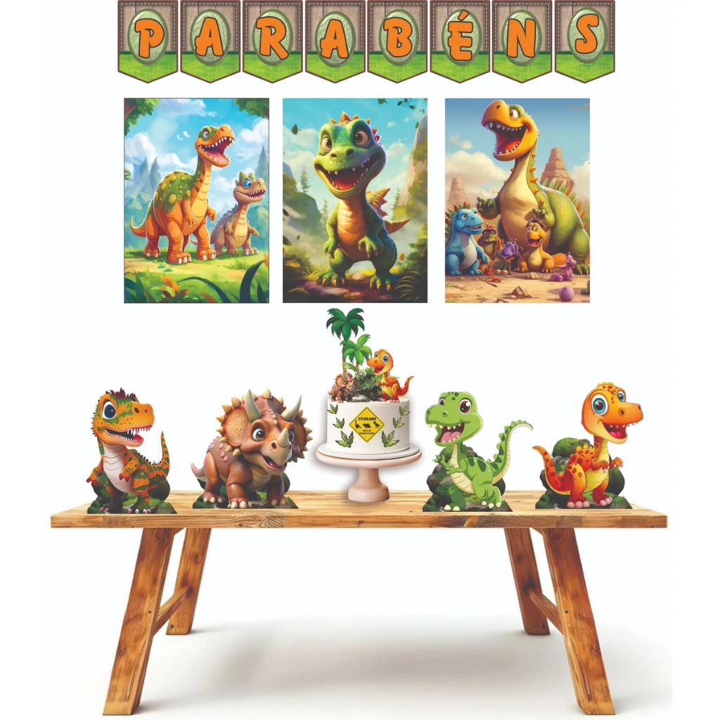 Kit festa em casa personalizado fazemos todos os temas Dinossauro Baby