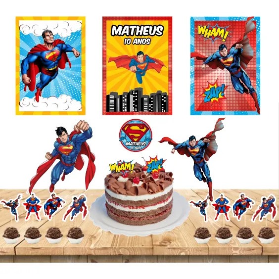 Kit festa em casa personalizado fazemos todos os temas Super Homem