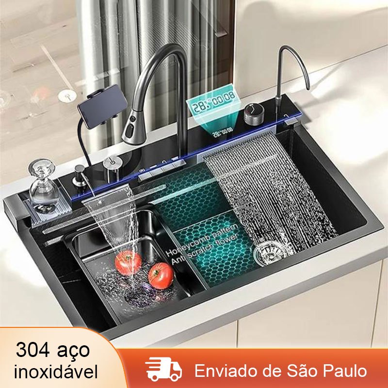 Cuba Cozinha Pia Inox 304 Com Acessórios Cascata Torneira cozinha Multifuncional Completa Moderna