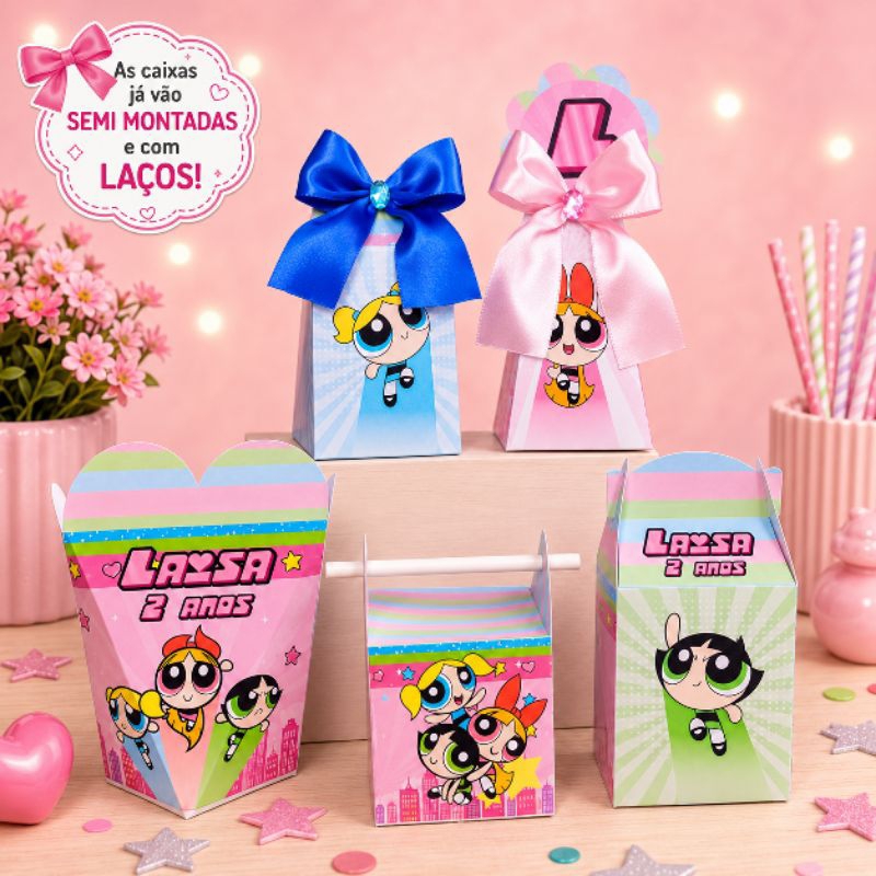 Kit caixas  Meninas super poderosas personalizada/lembrancinha/aniversario/festa infantil