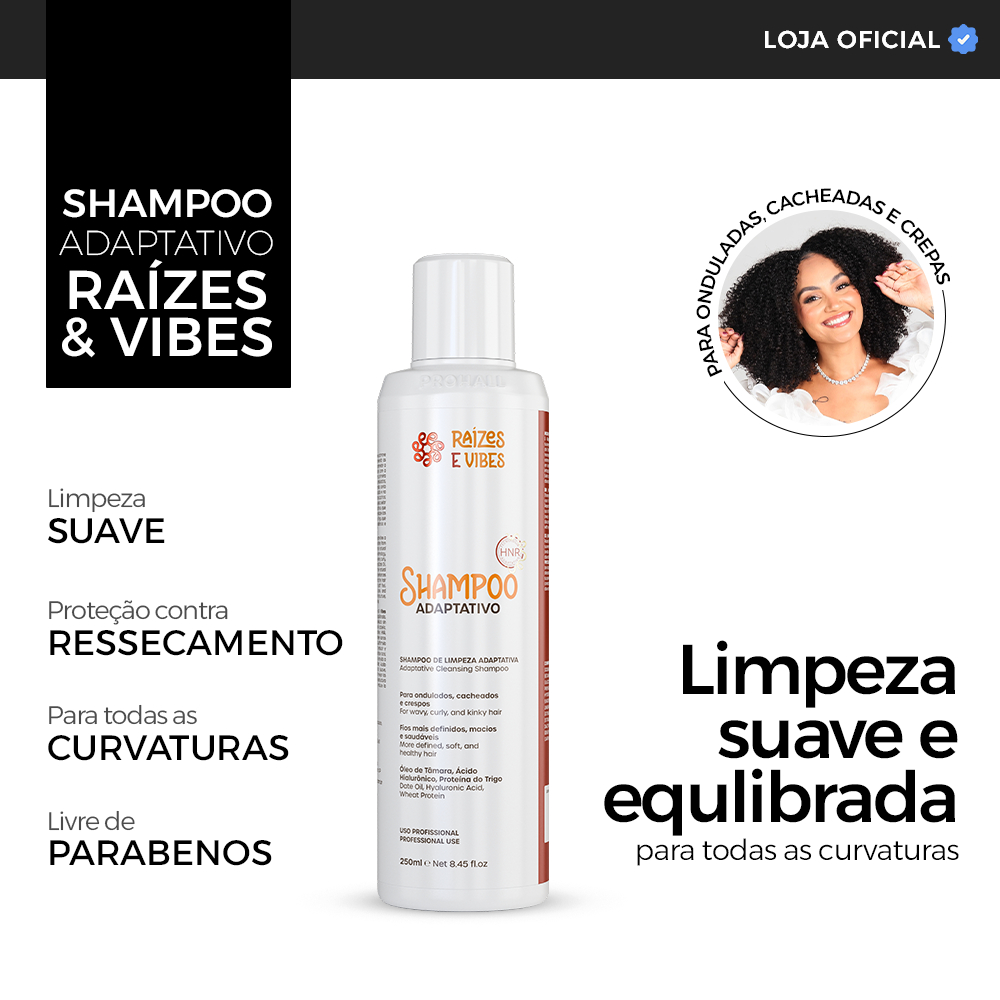 Shampoo Para Cachos Limpeza Profunda e Maciez 250ml - Raízes & Vibes