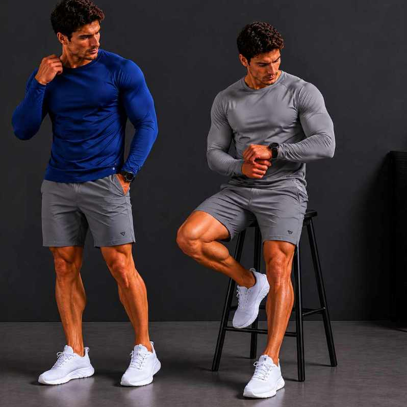 Kit 2 Camisa Térmica Masculina Manga Longa Dry Fit Academia Fitness UV Proteção Slim Premium