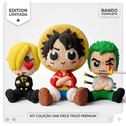 Boneco One Piece Action Figure Estilo Amigurumi Crochê Luffy Zoro Sanji Chibi Miniatura Colecionável Geek Premium