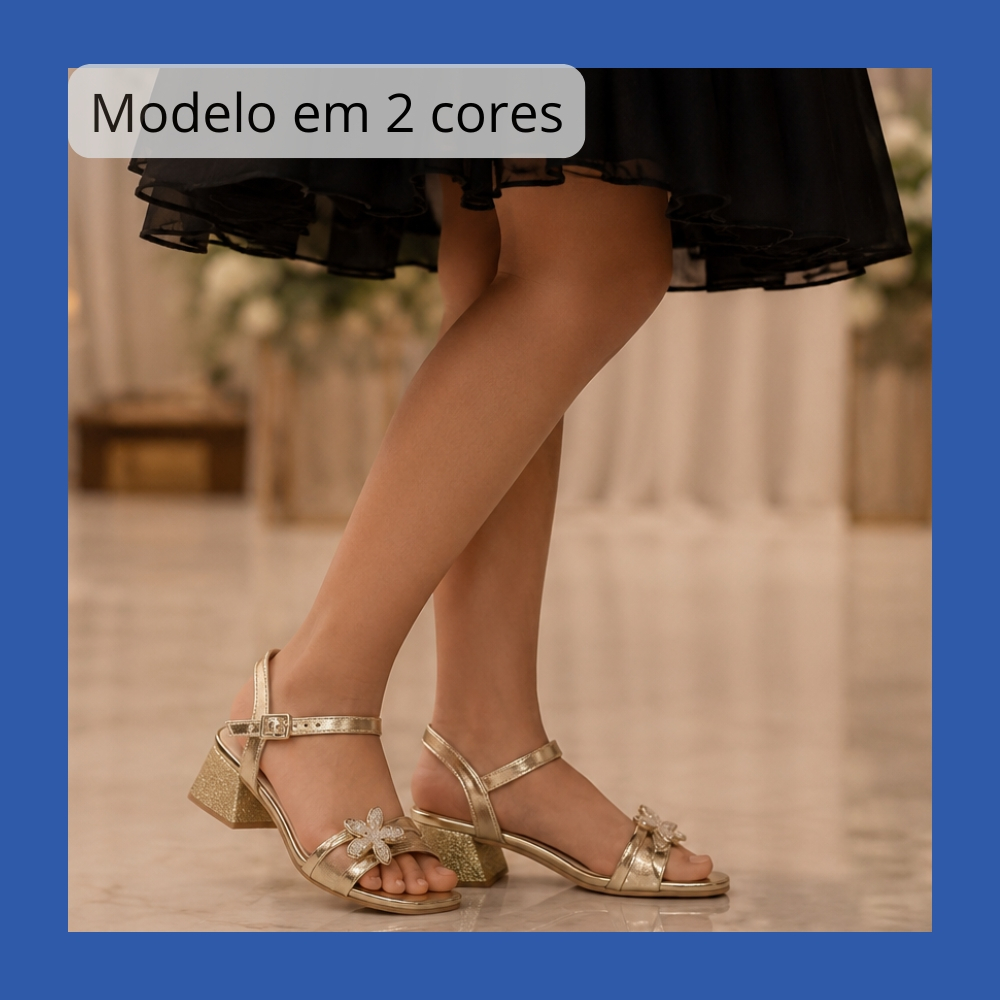Sandália Infantil Molekinha Flor Salto Bloco Baixo Festa Elegante Original Envio Rápido 2347.130