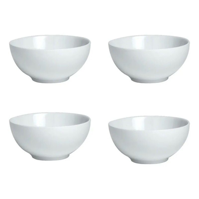Kit 4 tigelas de cerâmica 1L  joguinho de cumbuca branca bowl