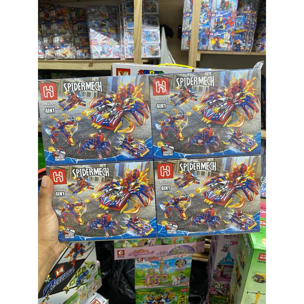 Kit 4 Caixas Blocos de Montar  Para Criança 435 Peças Spider-Man  Spider Homen Aranha Presente Criativo