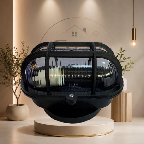 Arandela Oval LED Tartaruga E27 IP65 – Preta para Iluminação Externa | Casa Smart
