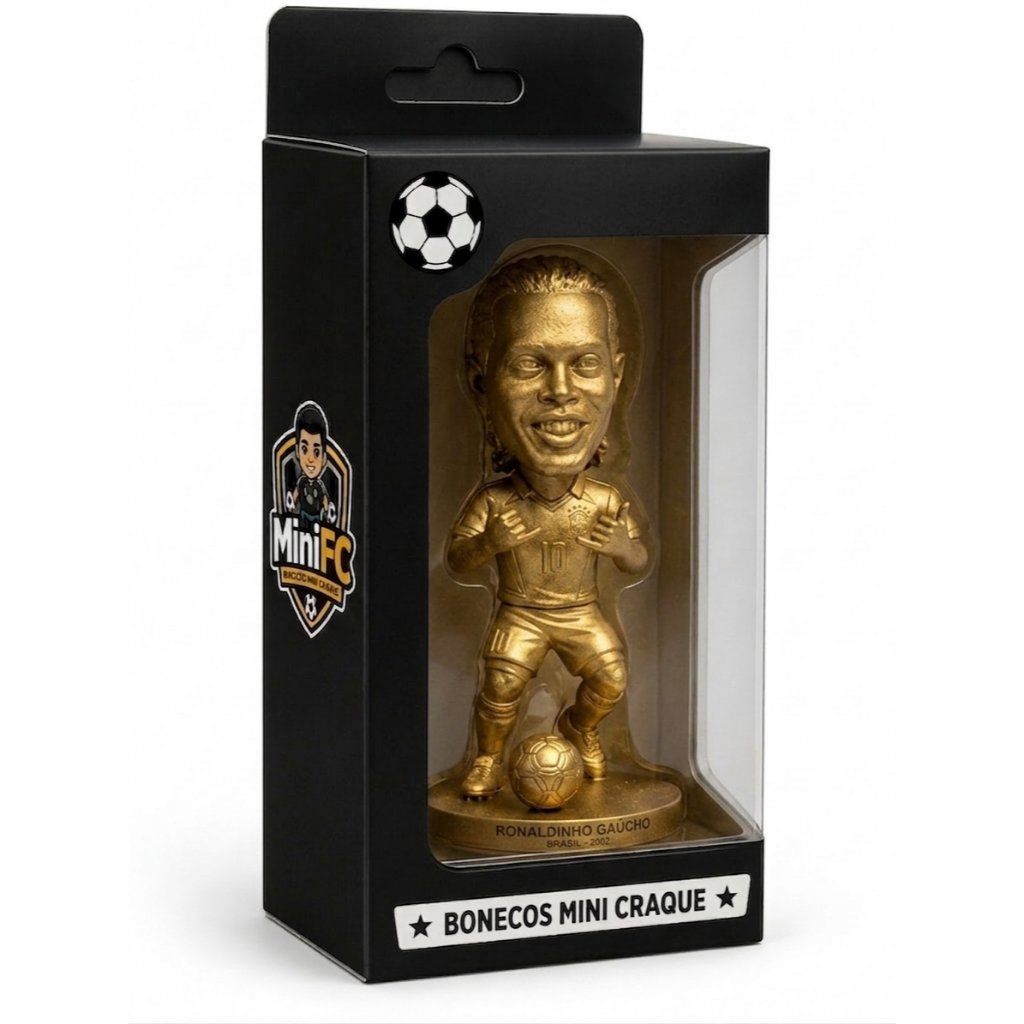 Boneco Mini Craque Ronaldinho Gaúcho R10 Seleção Brasileira Colecionável