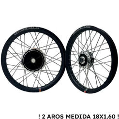 Par Roda Alumínio Preto Fosco Three Heads 2 AROS NA MEDIDA 18X1.60 Titan Fan 150 160 Disco