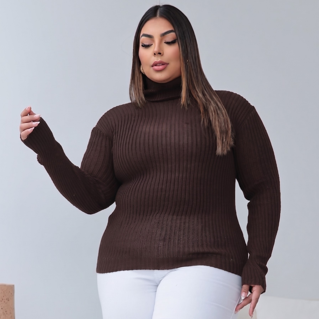 Blusa Cacharrel Plus Tricot Canelada Grande