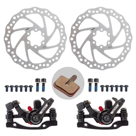 Kit Freio A Disco Mecânico Para Bicicleta Paco Diant/Tras Pinça + Discos + Pastilhas.