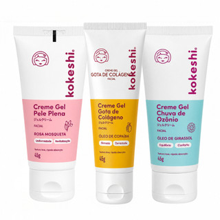 Kit Linha Ozônio Kokeshi com 3 unidades Cremes Faciais Óleo de Girassol