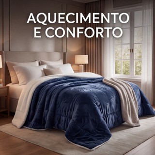 Manta Sherpa Casal 1,90x2,10 Super Quentinha Macia Dupla Face Inverno Luxo Cobertor Sherpa