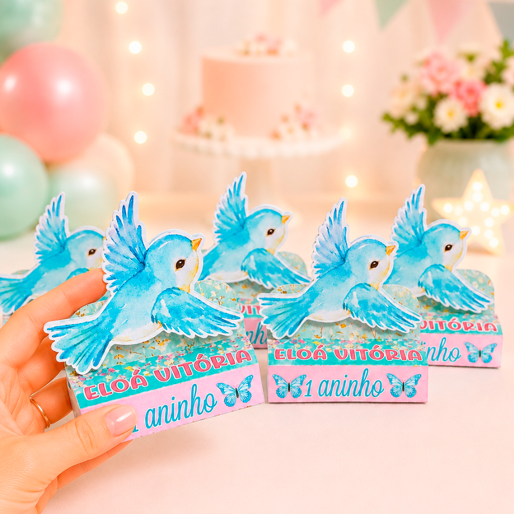 Porta Bis Duplo Jardim Encantado Passarinhos Personalizado/Lembrancinha de festa infantil/Aniversário