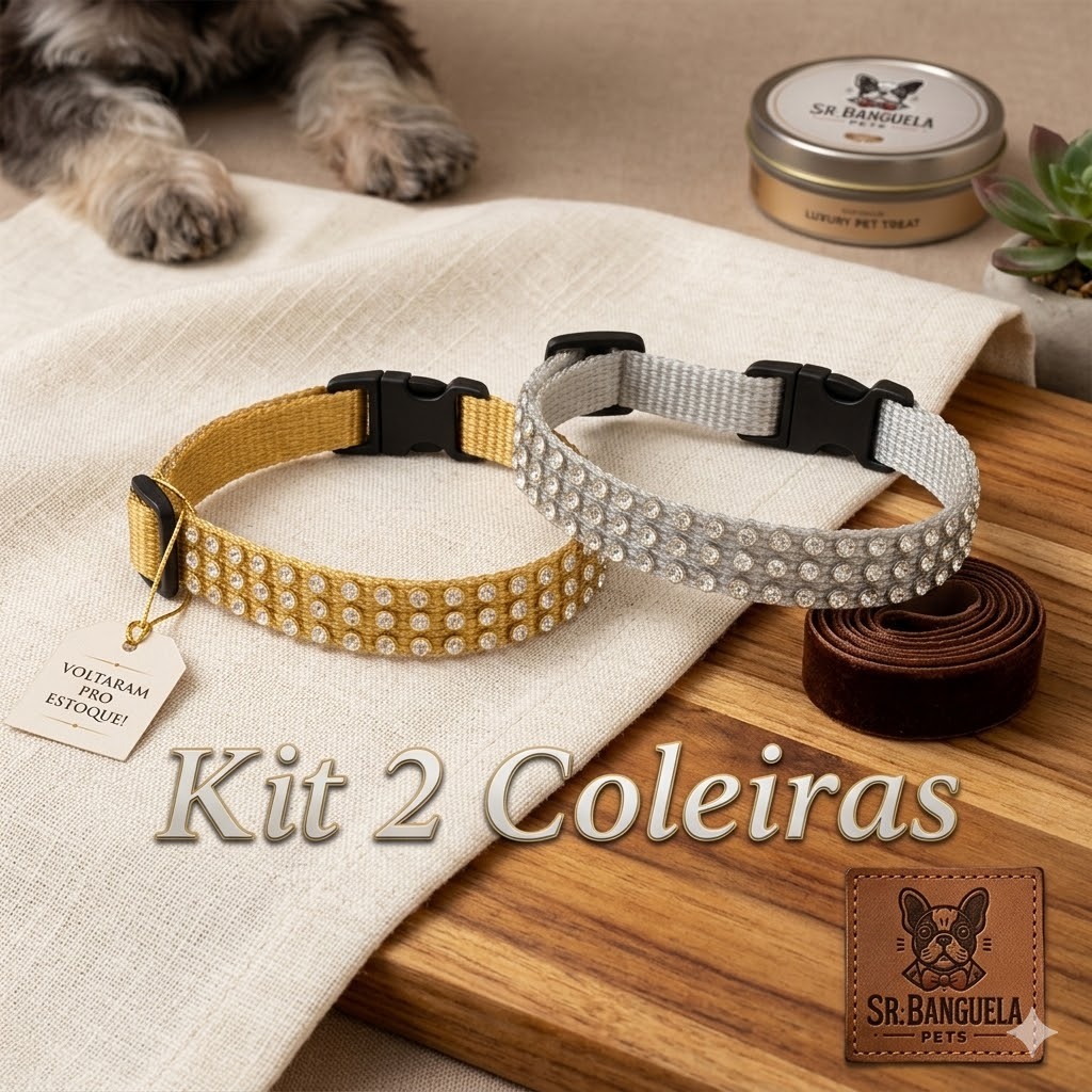 Coleira com Stras Cães Gatos Pequenos Ajustável Leve Elegante Confortável  Resistente ENVIO IMEDIATO
