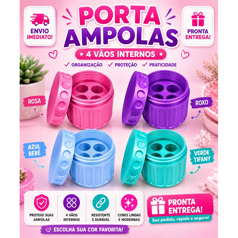 Porta ampolas resistente em 3D.