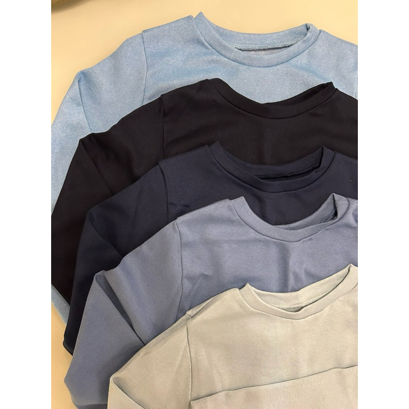 Blusa em algodão com elastano manga longa básica para inverno
