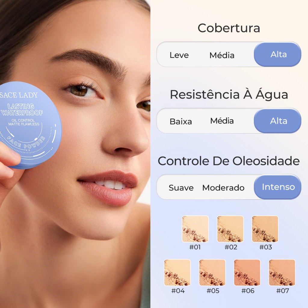 Compre 1 Leve 2 Pó Compacto SACE LADY Controle De Óleo Maquilhagem De Longa Duração Pó solto · foto 2