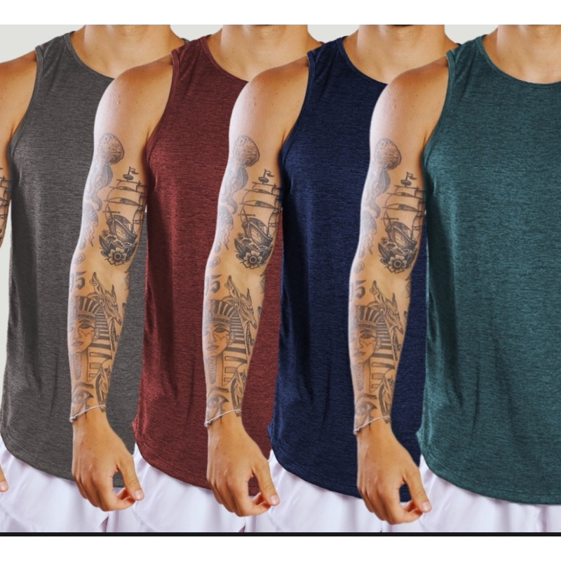 Kit 2 Camisetas Regata Masculina Dry Fit Academia Moda Fitness sem manga