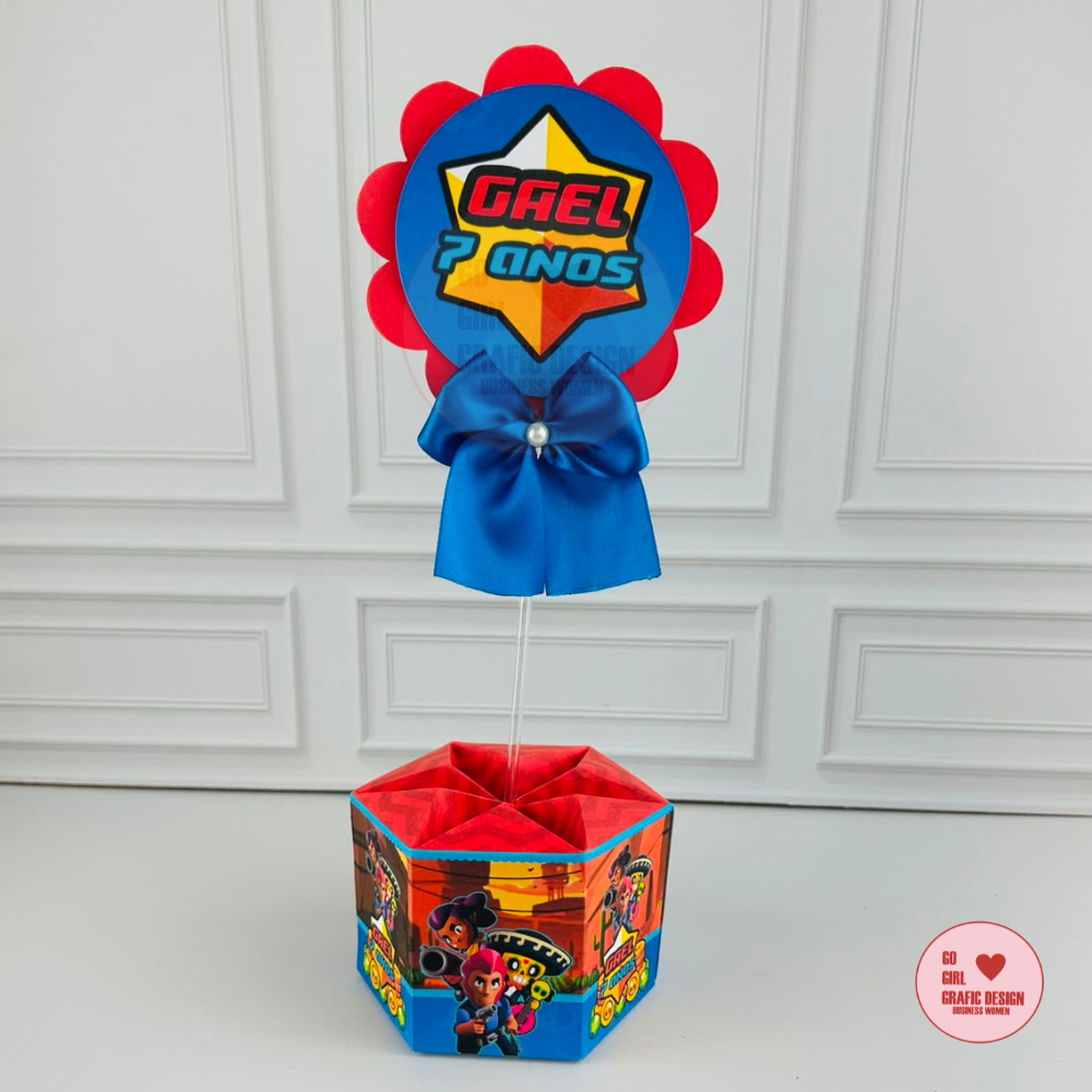 PEGUE E MONTE – Centro de Mesa - Enfeite de Mesa - Lembrancinhas Personalizadas - Brawl Stars