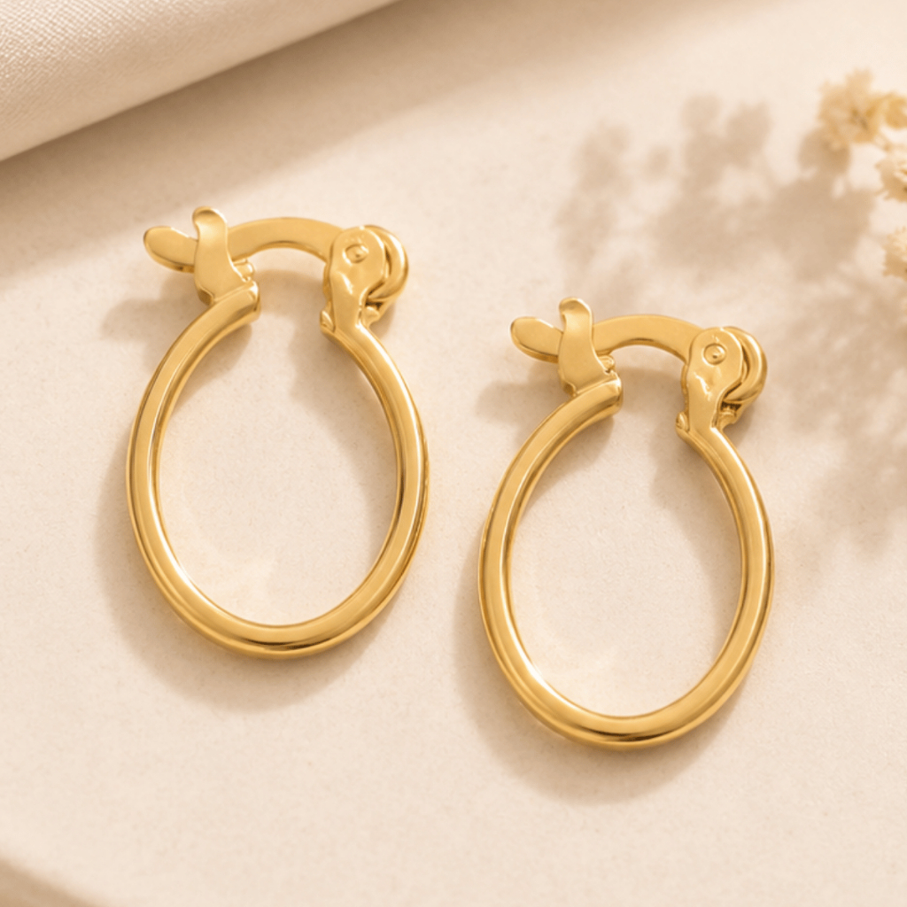 Brinco de Argola de Fio Gancho Folheada a Ouro 18K Antialérgico SEMI JOIA Feminino Moda