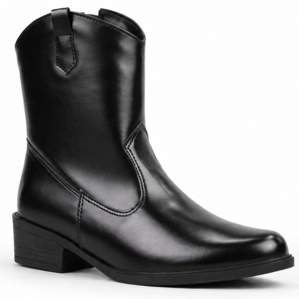 Bota feminina Texana com Ziper Salto Baixo