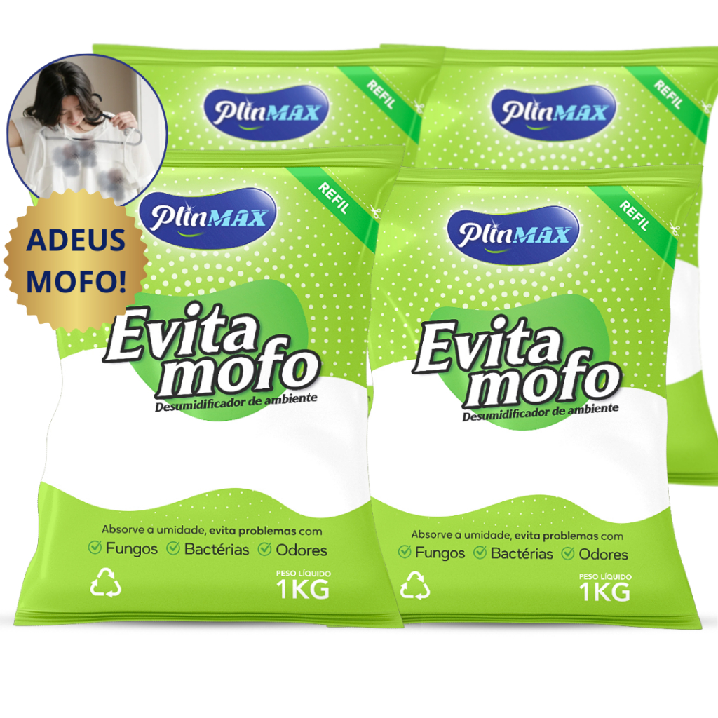 PlinMax Evita Mofo 4kg Refil Anti Umidade Desumidificador Ambiente Mofo Odor