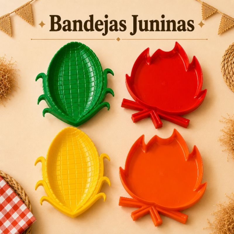 Kit Bandeja Milho + Fogueira Festa Junina São João Arraiá Comemoração Escola Igreja Quermesse