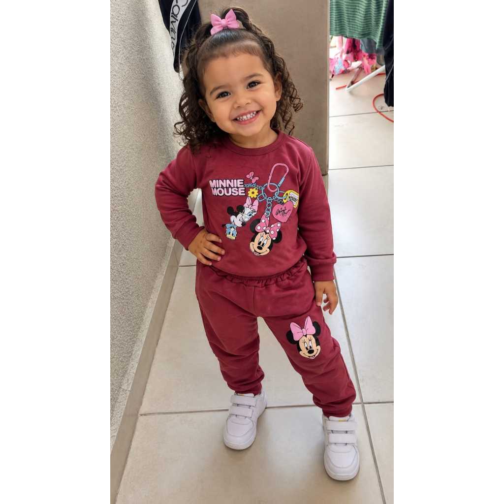 🎀🐭 Conjunto de Frio Minnie Conjunto Infantil Minnie Feminino Moletom Inverno Menina