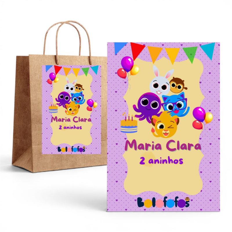 Kit Rotulo Adesivo Personalizado Sacola Kraft Qualquer Tema Nome Idade Lembrancinha Festa Infantil Aniversario