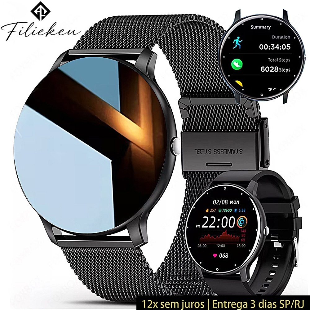 Relógio Inteligente Premium AMOLED Bluetooth Monitor Cardíaco Luxo Masculino Presente Garantia 1 Ano Frete Grátis